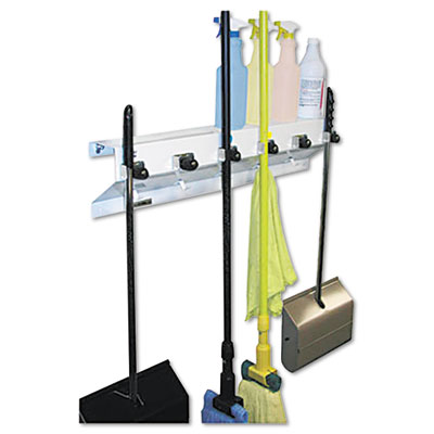 The Clincher Mop & Broom Holder, 34"w x 5 1/2"d x 7 1/2"h, White