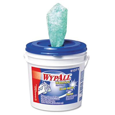 WYPALL Waterless Hand Wipes, Cloth, 10 1/2 x 12 1/4, 75/Bucket,