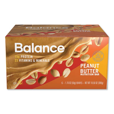 Balance Bar NRN57985 40-30-30 Nutrition Bar, Peanut Butter, 1.76 oz, 6/Box (BCB1730604)