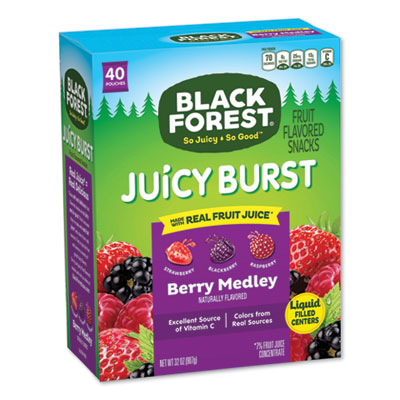 Black Forest FER02067 Juicy Burst Fruit Flavored Snack, Berry Medley, 32 oz, 40/Box (BLF24337024)