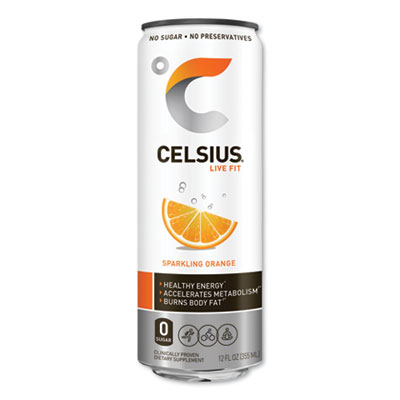 Celsius CLL00055 Live Fit Fitness Drink, Sparkling Orange,12 oz Can, 12/Carton (CSU24383469)