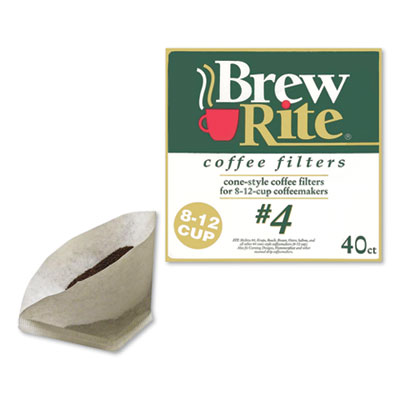 Brew Rite ROC46041 Coffee Filters, Cone Style, 40/Box (ROC421000)