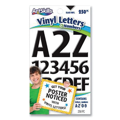 ArtSkills PA-1349 Poster and Bulletin Board Vinyl Letters and Numbers, Black, 1" and 2" h, 250/Pack (ASK636545)