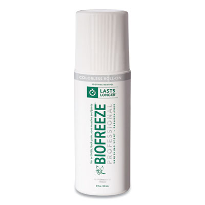 BIOFREEZE 13419 Fast Acting Menthol Pain Relief Topical Analgesic, Colorless Liquid, 3 oz Roll-On Applicator (BIF420412)