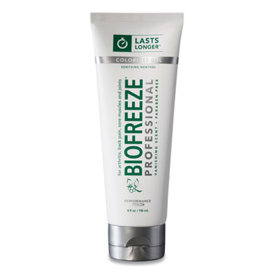 BIOFREEZE 13410 Fast Acting Menthol Pain Relief Topical Analgesic, Colorless Gel, 4 oz Tube (BIF420413)