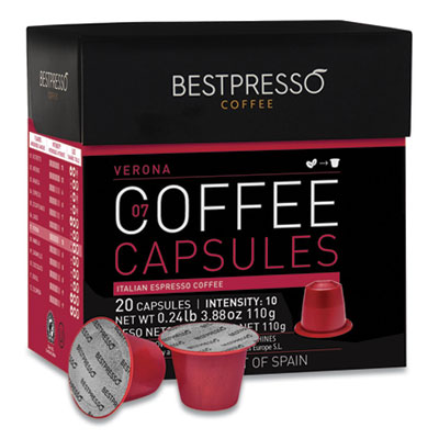 Bestpresso BST10406 Nespresso Verona Italian Espresso Pods, Intensity: 10, 20/Box (BPS2092398)