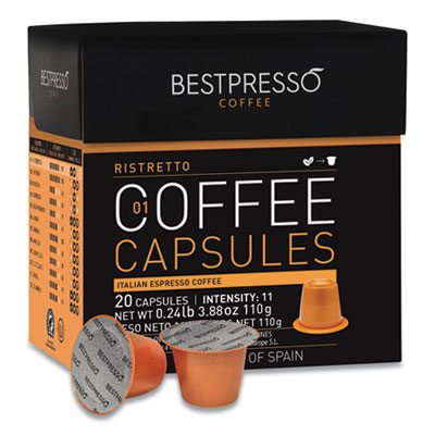 Bestpresso BST10411 Nespresso Ristretto Italian Espresso Pods, Intensity: 11, 20/Box (BPS2092685)