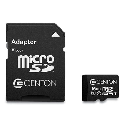 Centon S1MSDHU116G microSDHC Memory Card with SD Adapter, UHS-I U1 Class 10, 16 GB (CEL1587077)