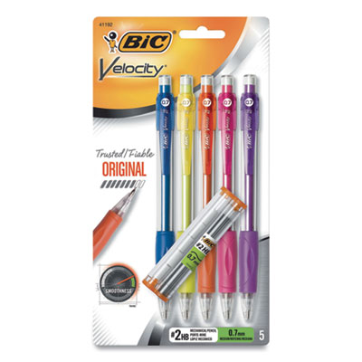 BIC Velocity Original Mechanical Pencil 0.7 mm HB #2 Black 5/Pack 41192