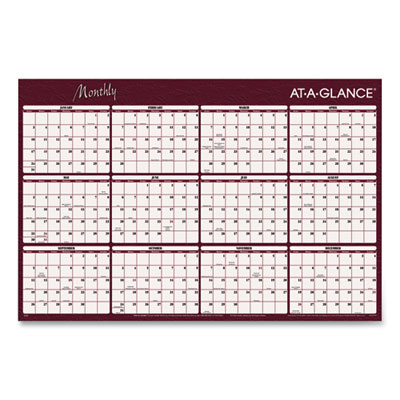 Reversible Horizontal Erasable Wall Planner, 48 x 32, Assorted Sheet Colors, 12-Month (Jan to Dec): 2023