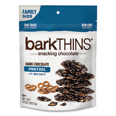 barkTHINS 450 Dark Chocolate Pretzel with Sea Salt, Family Size, 10 oz Bag, 2/Carton, Free Delivery in 1-4 Business Days (GRR24600259)