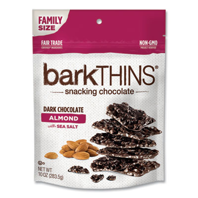 barkTHINS 449 Snacking Chocolate, Dark Chocolate Almond with Sea Salt, Family Size, 10 oz Bag, 2/Carton, Free Delivery in 1-4 Business Days (GRR24600258)