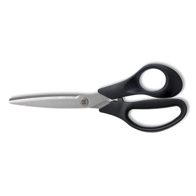 TRU RED™ Stainless Steel Scissors Stainless Steel Scissors, 8" Long, 3.58" Cut Length, Straight Black Handle