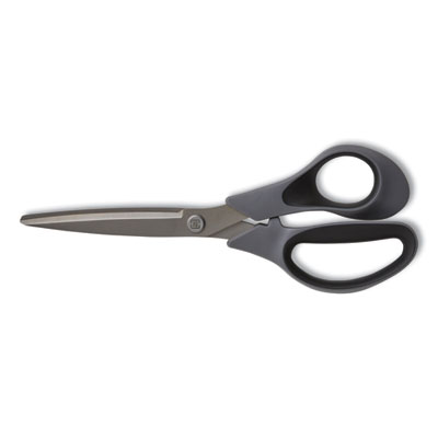 TRU RED™ Non-Stick Titanium-Coated Scissors Non-Stick Titanium-Coated Scissors, 8" Long, 3.86" Cut Length, Straight Gray/Black Handle, Gun-Metal Gray Blades, 2/Pack