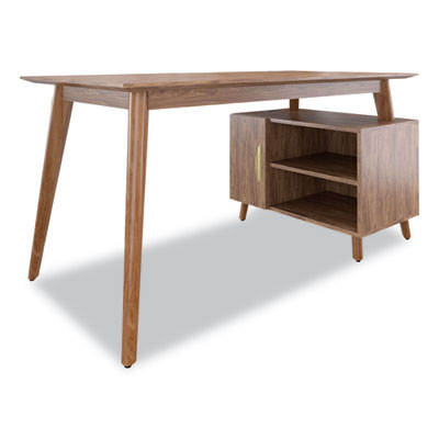 Union & Scale™ MidMod Storage Desk MidMod Storage Desk, Gold Pull, 59.7" x 29.4" x 29.5", Espresso
