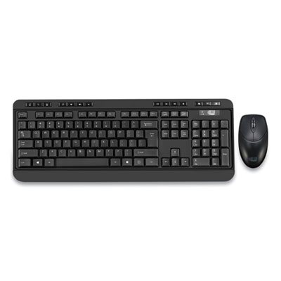 Adesso WKB-1320CB WKB-1320CB Antimicrobial Wireless Desktop Keyboard and Mouse, 2.4 GHz Frequency/30 ft Wireless Range, Black (ADEWKB1320CB)