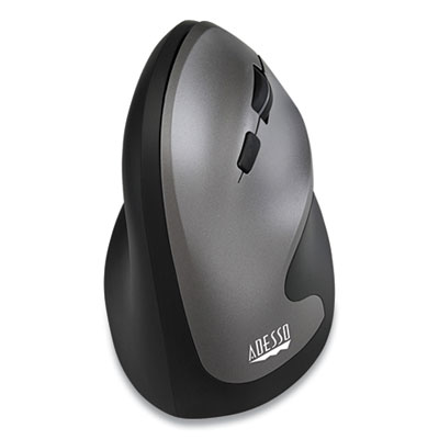 Adesso A20 iMouse A20 Antimicrobial Vertical Wireless Mouse, 2.4 GHz Frequency/33 ft Wireless Range, Right Hand Use, Black/Granite (ADEA20)