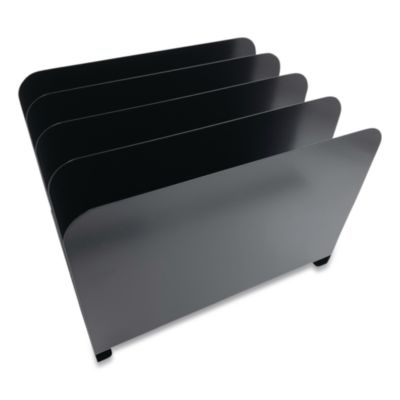 Huron Steel Vertical File Organizer Steel Vertical File Organizer, 4 Sections, Letter Size Files, 11 x 11 x 7.75, Black