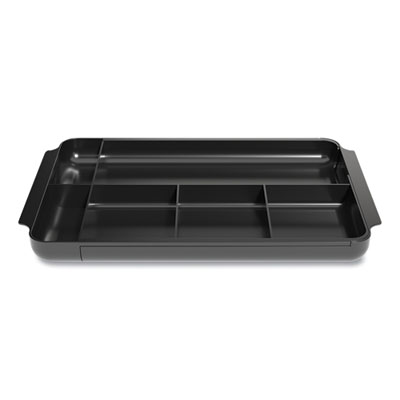 TRU RED™ Seven-Compartment Expandable Plastic Drawer Organizer Seven-Compartment Expandable Plastic Drawer Organizer, 12.8 x 8.5 x 1.34, Black
