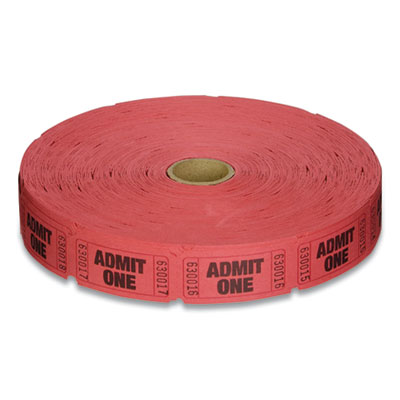 Coin-Tainer 602603R Single Ticket Roll, Admit One, Red, 2,000/Roll (CTX405116)