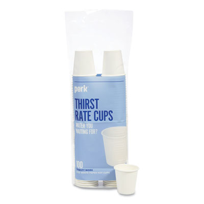 Perk™ White Paper Hot Cups White Paper Hot Cups, 3 oz, 100/Pack