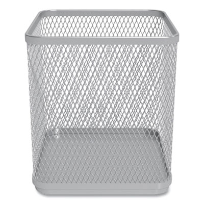 TRU RED™ Wire Mesh Pencil Holder Wire Mesh Pencil Holder, 3.46 x 3.46 x 4.33, Silver
