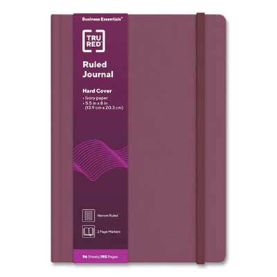 TRU RED™ Hardcover Business Journal Hardcover Business Journal, 1-Subject, Narrow Rule, Purple Cover, (96) 8 x 5.5 Sheets