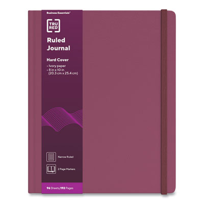 TRU RED™ Hardcover Business Journal Hardcover Business Journal, 1-Subject, Narrow Rule, Purple Cover, (96) 10 x 8 Sheets