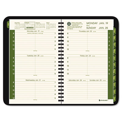 Recycled Weekly/Monthly Appointment Book, Green, 4 7/8" x 8", 20