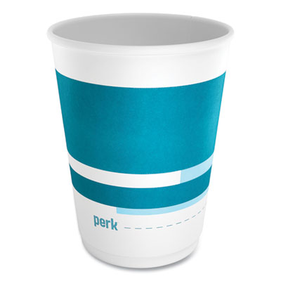 Perk™ Insulated Paper Hot Cups Insulated Paper Hot Cups, 12 oz, White/Blue, 40/Pack