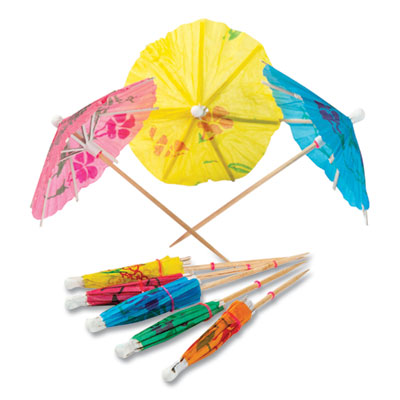 AmerCareRoyal® Cocktail Parasols, 3", Assorted, 144/Box, 50 Boxes/Carton