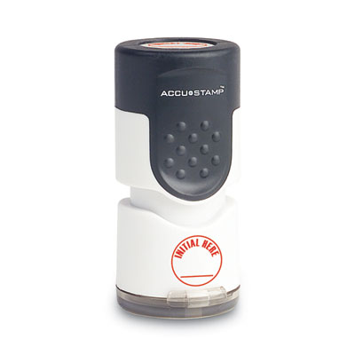 ACCUSTAMP® Pre-Inked Round Stamp, INITIAL HERE, 0.63" dia, Red