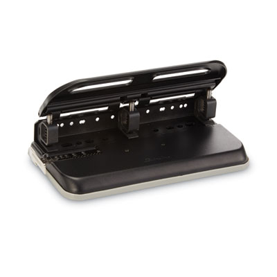 Bostitch Electric 3-Hole Punch - 3 Punch Head(s) - 12 Sheet of 20lb Paper -  9/32 Punch Size - 3.3 x 13.2 - Black, Silver