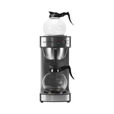 Coffee Pro Two-Burner Institutional Coffee Maker Two-Burner Institutional Coffeemaker, 10/12 Cup, 8.75 x 14.75 x 15.25, Stainless Steel
