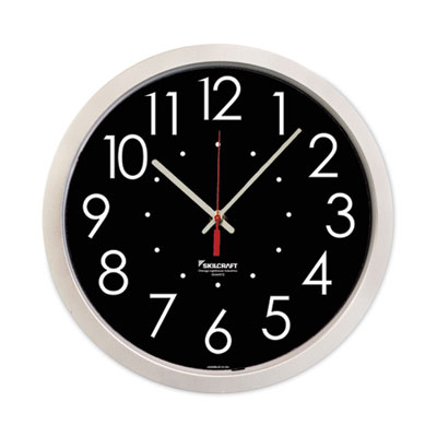 AbilityOne® 6645016986560 SKILCRAFT High Contrast Quartz Wall Clock, 14.5" Overall Diameter, White Case, 1 AA (sold separately)