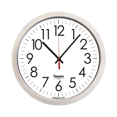 AbilityOne® 6645016986555 SKILCRAFT Silver Quartz Wall Clock, 14.5" Overall Diameter, 1 AA (sold separately)