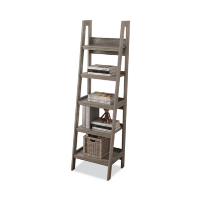 Barrington+Ladder+Bookcase+Five-Shelf+20.5w+x+18d+x+72h+Washed+Gray+SHOF2621
