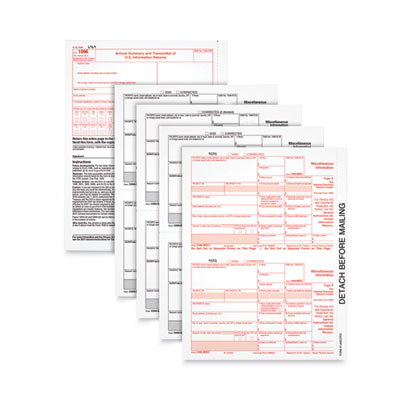 TOPS™ 1099 Misc. Tax Forms Kit 1099-MISC Tax Forms Kit, Fiscal Year: 2021, Five-Part Carbonless, 8.5 x 5.5, 2 Forms/Sheet, 50 Forms Total