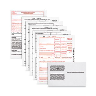 TOPS™ Five-Part 1099-DIV Tax Form Kit Five-Part 1099-DIV Tax Form Kit for Inkjet/Laser Printers, Five-Part Carbonless, 8.5 x 5.5, 2 Forms/Sheet, 100 Forms Total
