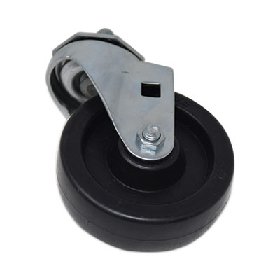 Rubbermaid® Replacement Bayonet-Stem Swivel Casters, Threaded Stem (0.5" x 1"), 4" Hard Rubber Wheel, Black