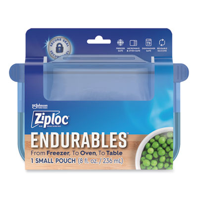 Ziploc® Endurables Silicone Pouches, Small, 8 oz, 7.4" x 5.9", Clear, 8/Carton