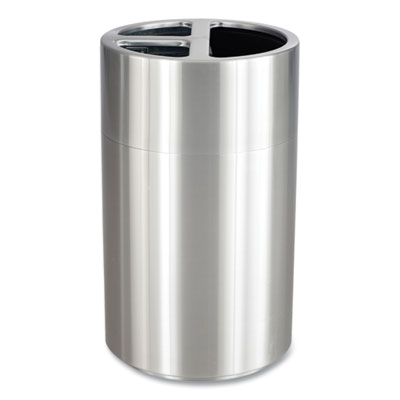 Safco® Triple Recycling Receptacle, 40 gal, Steel, Brushed Aluminum