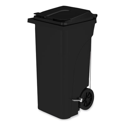 Safco® Plastic Step-On Receptacle, 32 gal, Metal, Black