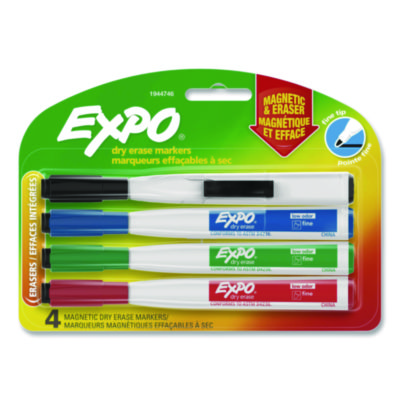 Magnetic+Dry+Erase+Marker+Fine+Bullet+Tip+Assorted+Colors+4%2fPack+1944746