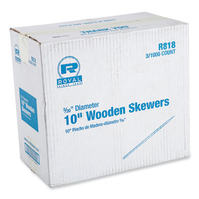 Wooden Skewers 10" Natural 1000/Box 3 Boxes/Carton R818