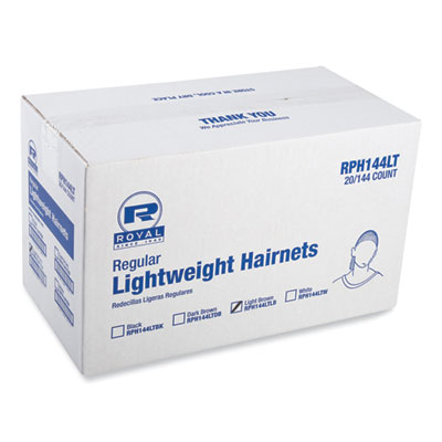 Lightweight Latex-Free Hairnets Nylon 24" Light Brown 144/Box 20 Boxes/Carton RPH144LTLB