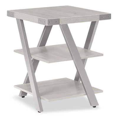 Safco® End Table, Square, 20 x 20 x 25, White Ash Top, Silver Base