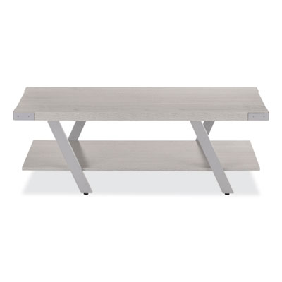 Safco® Coffee Table, Rectangular, 51 x 23.78 x 16, White Ash Top, Silver Base