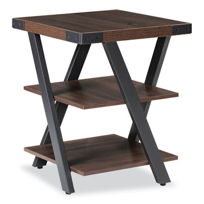 Safco® End Table, Square, 20 x 20 x 25, Southern Tobacco Top, Black Base