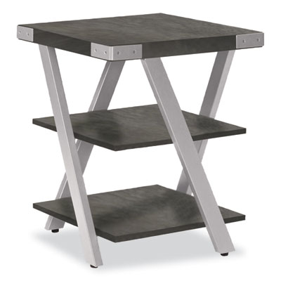 Safco® End Table, Square, 20 x 20 x 25, Stone Gray Top, Silver Base